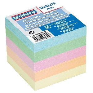 Blok kocka nelepená 83x83x75mm pastelové farby