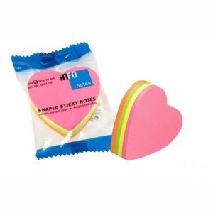 Bloček samolepiaci 70 x 70 srdiečko neon