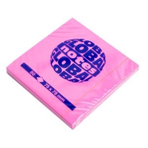 Bločky samolepiace GLOBAL 75x75mm ružový neon