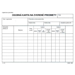 Osobná karta na zverené predmety