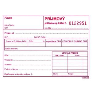 Príjmový pokl. doklad A6-číslovaný