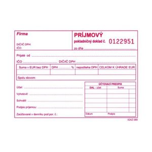 Príjmový pokl. doklad samoprepis číslovaný
