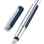 Pura, plniace pero na bombičku, modro-strieborné, šírka hrotu M (medium)