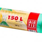 Vrecia na odpadky zaťah. 150l/10ks 26my,78x105cm zelené, HDPE ALUFIX