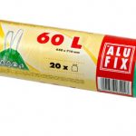 Vrecia na odpadky zaťah. 60l/20ks 15my,64x70cm zelené, HDPE ALUFIX