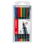 Popisovač permanentný STABILO OHPen universal Medium puzdro / 6 farieb (M)